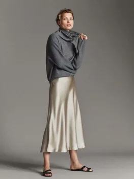 Couture Jeseň a v Zime Lila Zákazku dámske Sukne юбка 2020 Vintage Vysoký Pás A-Line Saténové Sukne kórejský Štýl jupe