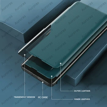Auroras Pre Samsung Galaxy S20 FE 5G Prípade Transparentný Kryt Zobraziť Okno Flip Kožené Shockproof obal Pre Samsung S20 FE Kryt