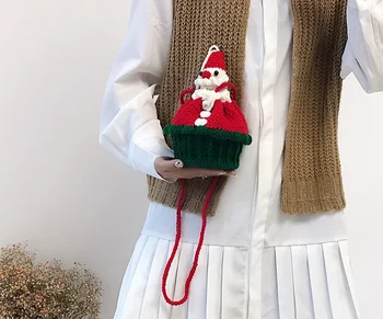 Vianočné ručne pletené taška diy materiál balík domáce Vianočné strom elk Santa Claus pletené vlnené vrece