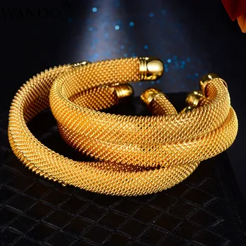 Wando Nové 4pcs Medený drôt Zlata Farba Prívesky pre Ženy/Dievčaťa Trendy Kolo Otvoriť Náramok Ramadánu Dubaj Svadobné šperky, Darčeky b14