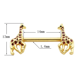 JHJT 2KS 14G(1,6 mm) Žirafa, Bradavky Činku Piercing Bary Telo Šperky Ženy, Bradavky Krúžky