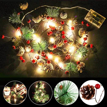 Vianočné Borovice Kužele Veniec Veniec LED Víla String Svetlá Ovládané Krytý Vonkajší Dekor na Vianočný Strom Strán, Svadby, Garden