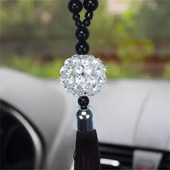 Nové Závesy Auto Auto Prívesok Spätné Zrkadlo Závesné Lucky Charm Prívesok Ornament Buddha Korálky Crystal Ball Dekorácie Interiéru