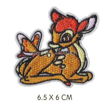 Malý jeleň a motýľ vyšívané žehlička na patch, kla cartoon zvierat textílie odznak, bunda jean cartoon DIY oblečenie patch