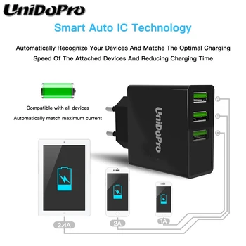 Unidopro 3-Port USB EÚ Zástrčku Sieťovej Nabíjačky pre LG G Pad F 8.0 V495 V480 GPad X VK815 V500 2.4 Cestovné Chargeur w/ LED Displej