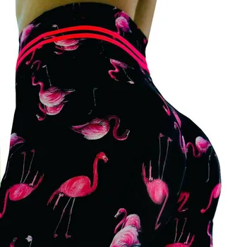 Nové Flamingo Tlač Jogy Jeggings Ženy Vysoký Pás Fitness Cvičenie Tepláky Telocvični Tesný Energie Bruško Kontroly Jogy Legíny