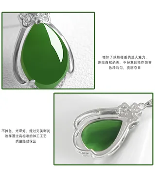 Móda drop ďatelina green jade kamene smaragd diamanty prívesok náhrdelníky pre ženy biele zlato strieborná farba choker šperky