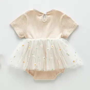 Angoubebe 202H08 princezná šaty patchwork dievča šaty letné dieťa dieťa dievča kvetinový tylu sukne s jumpsuit dizajn