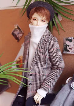 BJD bábika kabát tri miesta shu pu SD17 vlnené kabát sivá hnedá prášok dlhá srsť bábika príslušenstvo