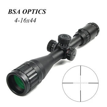 BSA OPTIKA 4-16x44 ST Kríž Pohľad Zrakového Pohľad Zelená Červená Osvetlené Riflescope Lov Odbory Taktické Airsoft Rozsah