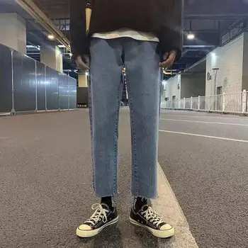 Muži Džínsy Pevné Širokú nohu Jednoduché Neforemné Príčinné Rovno kórejský štýl Džínsové Nohavice Muž All-zápas Street wear Plus-veľkosť 3XL Chic