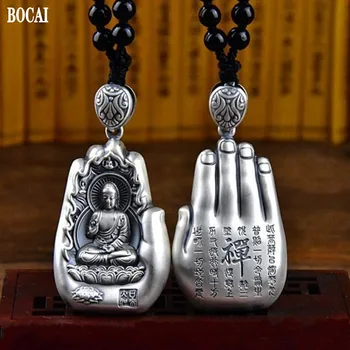 BOCAI S999 čistého striebra Muž a Žena Náhrdelník natal Buddha prívesok amulety 12 zverokruhu osem patróna svätých sútra srdca náhrdelník
