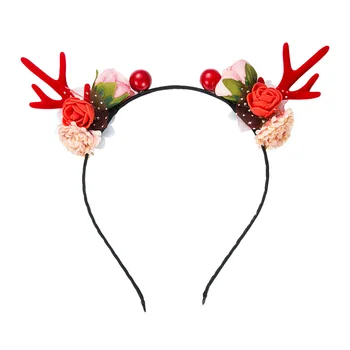 Vianočné Čelenky 2020 Nové Kreatívne Textílie Simulácia Kvet Flanelové Antler Hlavový Most Ženy, Dievčatá Červené Vlasy Príslušenstvo