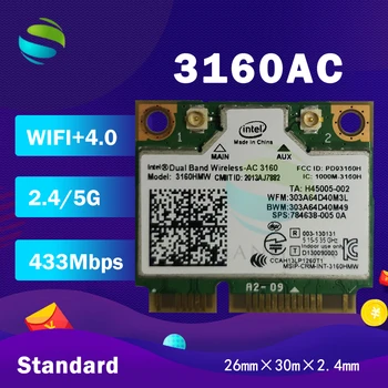 Dvojpásmový Wireless-AC3160 3160HMW AC 3160AC Half Mini PCI-e WI-FI 802.11 ac+Bluetooth 4.0+433Mbps Bezdrôtová karta wifi