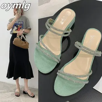 2020 lete nové hrubé-podpätky sandále žena kórejská verzia drahokamu strednej podpätky dámske topánky ryby úst, sandále, papuče
