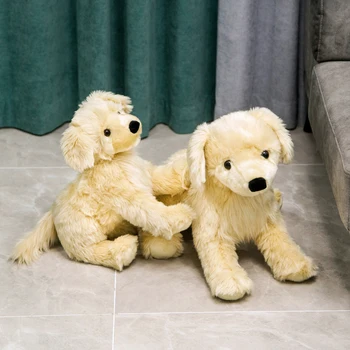 Roztomilý zlatý retriever psa, plyšové hračky, plyšový pes vypchaté zvieratá oblečenie pre bábiku deti deťom darček k narodeninám