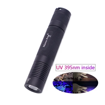 S9 UV395nm led svetlo, uv lampa mini ultra violet blacklight hliníkové rorch lampa používať 1x18650