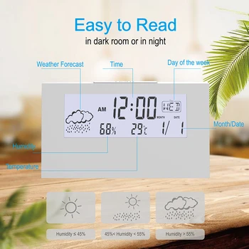Digitálny stolový budík s teplomer vlhkomer elektronický LCD deti posteli noc hodiny s spánok zadné svetlo Kalendár