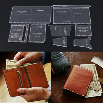1Set Akryl Šablóny Šablóny DIY kožené peňaženky, kožené plavidlá, šitie vzor príslušenstvo 10*13.5*1.5 cm