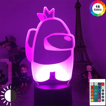 Populárna hra Medzi Nami 3D Nočné Svetlo 16 farieb zmeniť spálne dekorácie, darčeky, farebné nočné osvetlenie 3d Lampa Medzi Nami