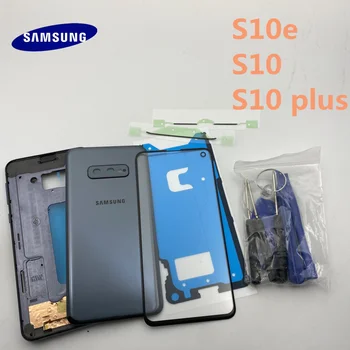 Pôvodné Samsung Galaxy S10E s rezacím zariadením S10+Plus Plný Bývanie Prípade Zadný Kryt Predné Krycie Sklo Objektívu+Stredný Rám Kompletný Časti