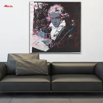 Veľké umenie Andy Warhol Beethoven, olejomaľba Wall Art Obraz Paiting Plátno Farby Domova Tlač Maľovanie Moderné Steny Výzdoba