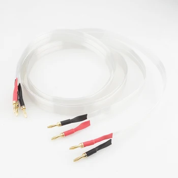 Nové Hi-end páse s nástrojmi audio kábel reproduktora OCC strieborné pozlátené uhlíkových vlákien ródium á plug čistej medi pozlátené plug