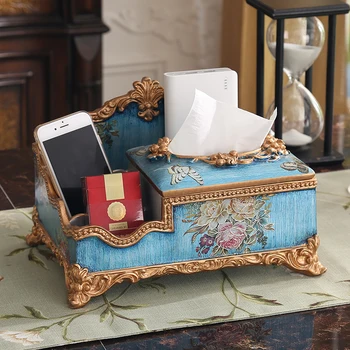 Európska multifunkčné Živice tkaniva box a Domov obývacia izba retro luxusný obrúsok úložný box