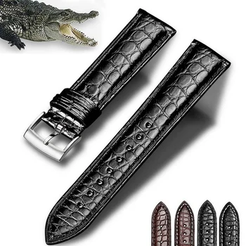 Pravý Americký Krokodílej Kože Hodinky Remienok Alligator Kožené Hodinky Pásmo Pre Rolex Omega IWC DW 12 mm 14 mm 16 mm 18 mm 20 mm 22 mm