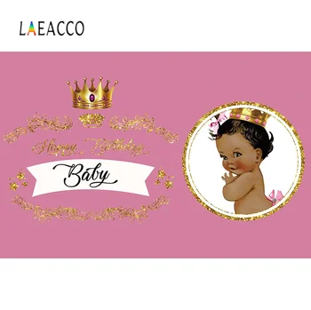 Laeacco Princ, Princezná Narodeniny Dieťa Sprcha Strany Zlatú Korunu Na Mieru Banner Portrét Pozadí Fotografické Pozadie