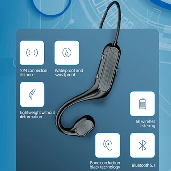 !ACCEZZ Kostné Vedenie Bluetooth 5.1 Slúchadlá Bezdrôtové Slúchadlá s Mikrofónom Potlačením Hluku Nepremokavé Športové Handsfree Slúchadlá