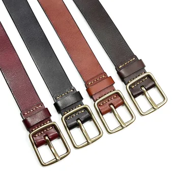 Luxusné originálne kožené pás mužov vintage kožené opasky pánske džínsy popruh farba čierna široký páskovania opasok hnedej remeň ADQW