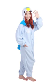 Kigurumi Zvierat Anime Dospelých Pyžamá Cosplay Kostým Modrý Penguin Piplup Onesie Pánske Dámske Pyžamá Pre Vianočný Večierok