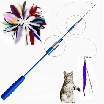 Interaktívne Mačka Pierko Hračka Pierko Teaser Stick Prútik Pet Zdvíhateľnej Pierko Bell Náplň Nahradenie Catcher Produkt pre Mačiatka