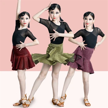 Dievčatá latinskej Tanca Top Šaty Nastaviť Deti Krídlovky 1920 Veľký Gatsby Šaty Sála Súťaže Fáze Výkonu Kostýmy