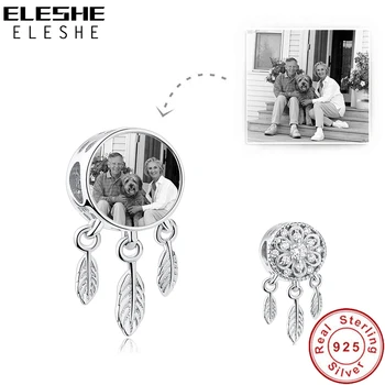 ELESHE Snowflake Dreamcatcher 925 Sterling Silver CZ Kúzlo Perličiek Fit Pôvodné Kúzlo Náramok Vlastnú Fotografiu Vianočné Šperky