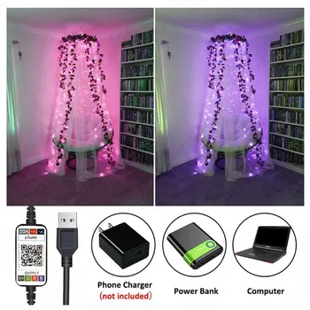 USB Medený Drôt String Svetlo LED Bluetooth String Lampa Vodotesný Mobilný Radič Víla Svetlo pre Vianočný Strom Dekorácie