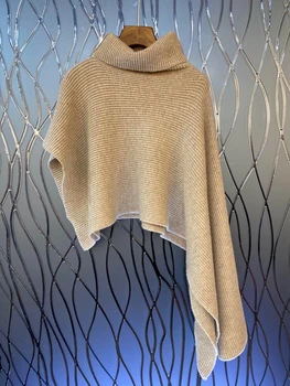 2020 Jesenné a Zimné nové žien vysoký golier nepravidelný dekoratívne voľné sveter 923