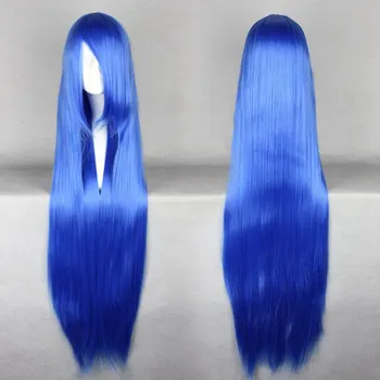 Fei-Zobraziť Biela Parochňa 100 CM/40 Palcov Dlhý Hairpiece Tepelne Odolných Syntetických Vlákien Vlasy Salon Strany Cartoon Cosplay Rovné Vlasy