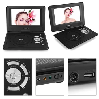 9.8 Palcový Prenosný DVD Prehrávač USB, FM Rádio Prijímač AV CD Reproduktory Hra, Prehrávač Mini TV Prehrávač s Hry Joystick-EU Plug