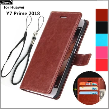 Y7 Prime 2018 držiteľa karty kryt puzdro pre Huawei Y7 Prime 2018 Y7 2018 Y7 Pro 2018 pu kože Flip Cover puzdro
