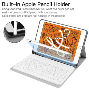 Pre iPad mini 5 7.9 Prípade, Bluetooth Klávesnice W ceruzka držiak na Smart stojan mäkké Krytom Pre Nový iPad mini 4/5 7.9 prípade Klávesnica klavye