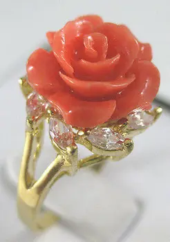 Ružová zelená GEMrs coral flower krúžok krúžky NÁM veľkosti 6 7 8 9# Dievča ŽENY Quartz ringe Originálny Prírodný kameň drahokamy Fortune Jemné jewe