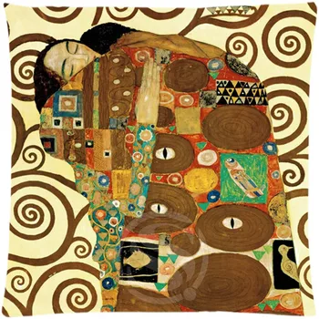 Gustav Klimt Kiss Vlastné vrecko na Zips Námestie obliečka na Vankúš 35x35cm (Jednej strany) Vankúš Vankúš Prípade LU3-350