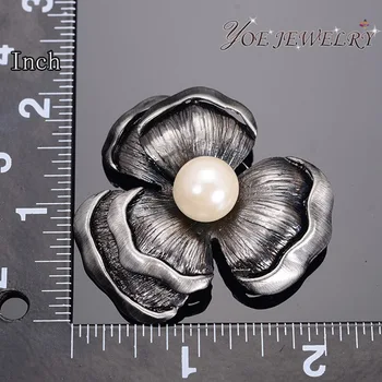 IYOE Starožitné Čierna Farba, Retro Kvet Brošne Vintage Šperky Nové Módne Simulované Pearl Brošňa Kolíky Pre Ženy, Darčeky