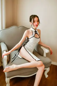 High-end sexy bielizeň sexy obväz pokušenie oblečenie Republika Čína štýl strane pozdĺžneho duté cheongsam