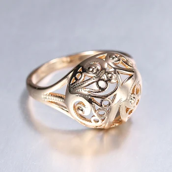 585 Rose Gold okolo Swirls Vystrihnúť Loptu Vzor Prstene pre Ženy, Dievčatá, Svadobné Party Elegantné Šperky GR71