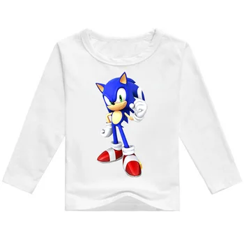 Jar, Jeseň, pre 2-16Y Módne Anime Sonic The Hedgehog T Shirt Deti Cartoon Baby Chlapci Dlhý Rukáv Topy Dospievajúcich Dievčat Oblečenie
