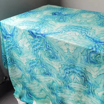 Zelená Potlačené Bavlnené Tkaniny vzduchová Vrstva Potápanie Textílie Zelená Voda Zvlnenie DIY Cheongsam Bábika Dekor Sukne Vyhovovali Šaty Návrhára Textílie