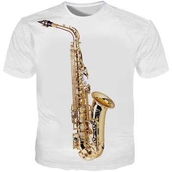 YOUTHUP Najnovšie pánske tričká 3D Saxofón Vytlačené Top Tees Letné Krátke Sleeve T košele Zábavné Muž Hudby T-shirts Streetwears